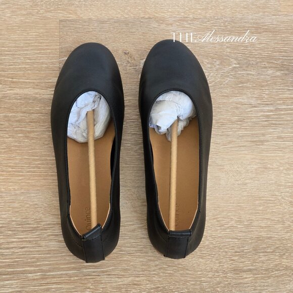 Quince Italian Leather Glove Ballet Flats Size 7.5 Blck Nappa Leather New in Box - Picture 10 of 15
